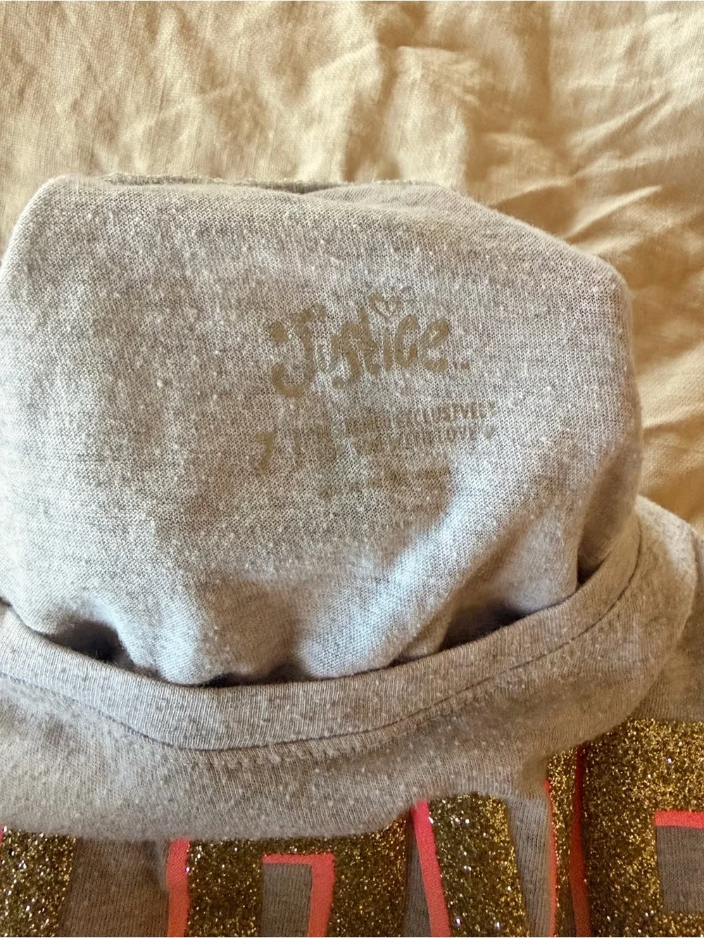 Justice Girls' Light Pink Tee with Gold Glitter LOVE